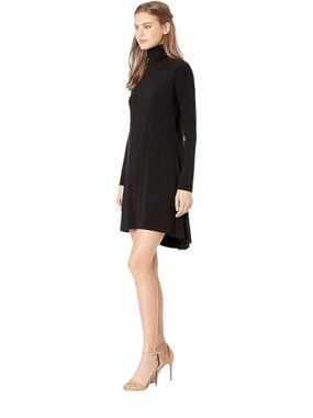 Norma Kamali Long Sleeve Turtle Swing Dress Black Size Medium